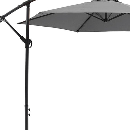 97" Gray Polyester Hexagonal Cantilever Patio Umbrella with Stand