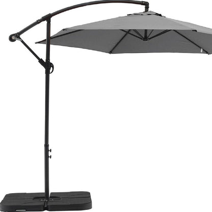 97" Gray Polyester Hexagonal Cantilever Patio Umbrella with Stand