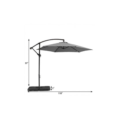 97" Gray Polyester Hexagonal Cantilever Patio Umbrella with Stand