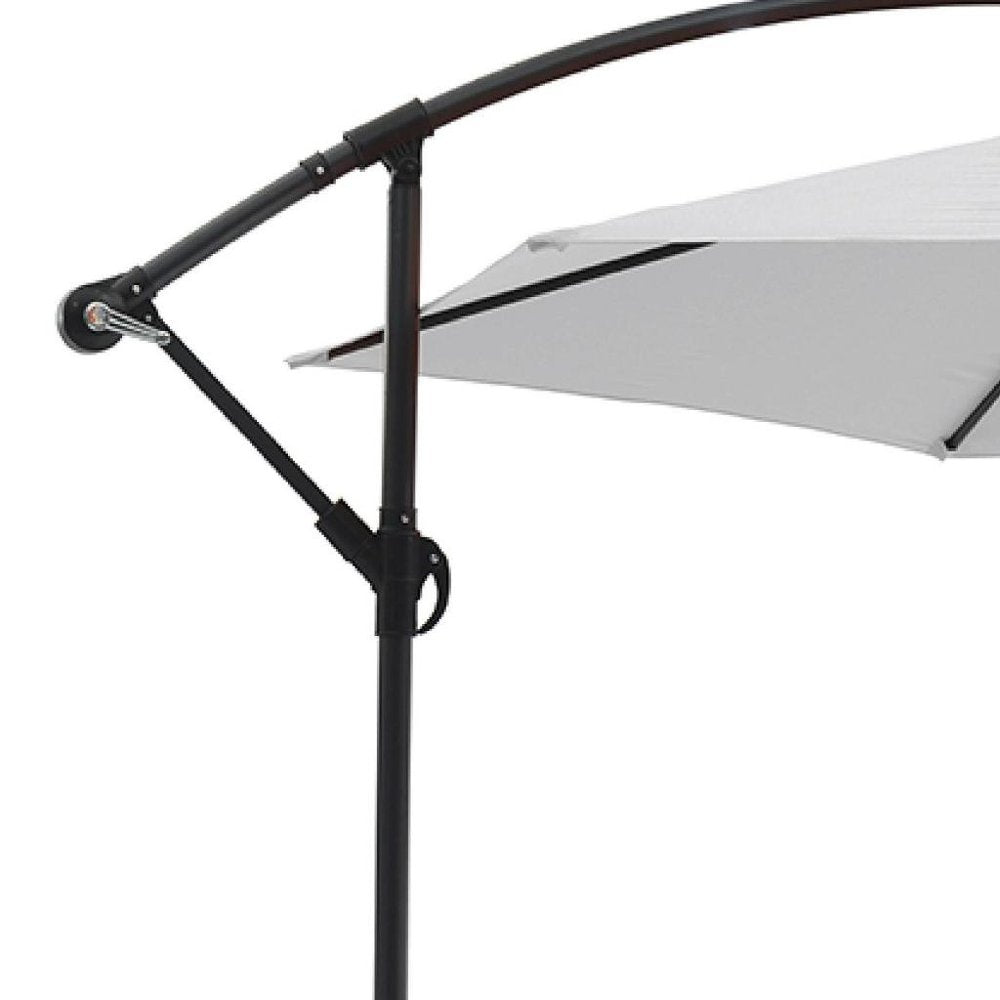 97" White Polyester Hexagonal Cantilever Patio Umbrella with Stand