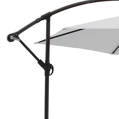 97" White Polyester Hexagonal Cantilever Patio Umbrella with Stand