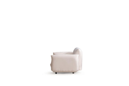 47" White Velvet Arm Chair