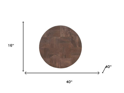 Set of Two Brown Solid Wood Round Pedestal Furniture Set