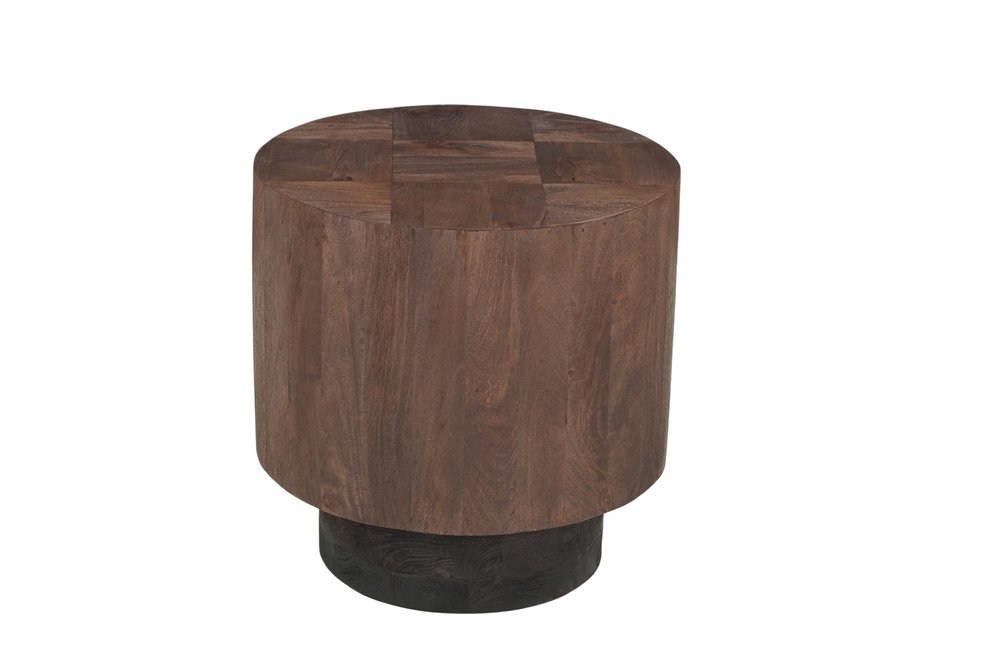 Set of Two Brown Solid Wood Round Pedestal Furniture Set