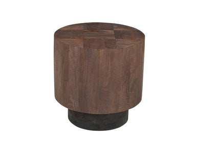 Set of Two Brown Solid Wood Round Pedestal Furniture Set