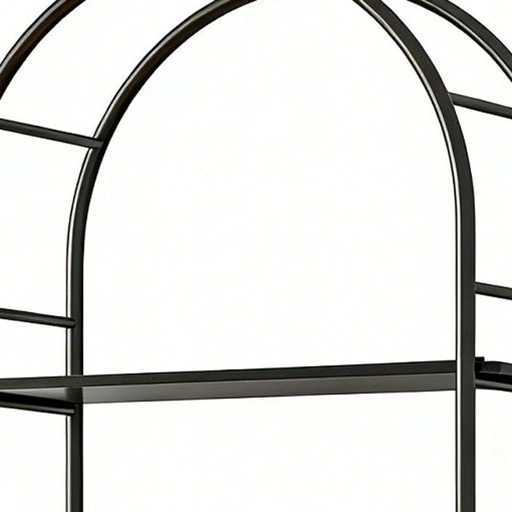 72" Black Wood Adjustable Three Tier Etagere Bookcase