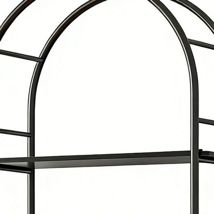 72" Black Wood Adjustable Three Tier Etagere Bookcase