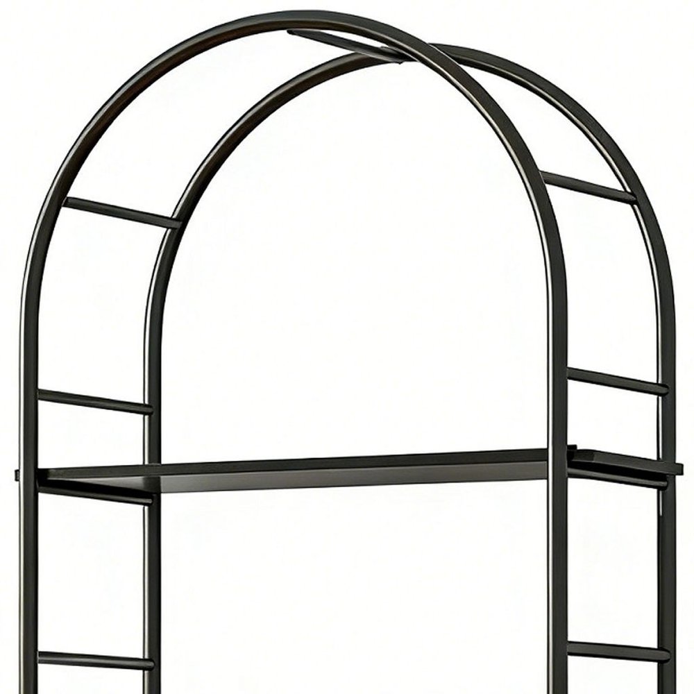72" Black Wood Adjustable Three Tier Etagere Bookcase