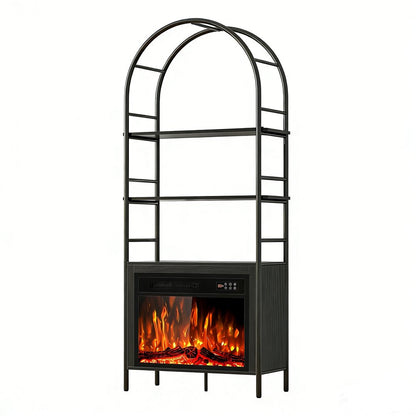 72" Black Wood Adjustable Three Tier Etagere Bookcase