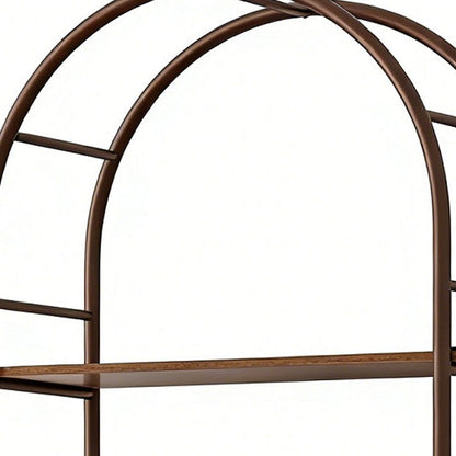 72" Brown Wood Adjustable Three Tier Etagere Bookcase