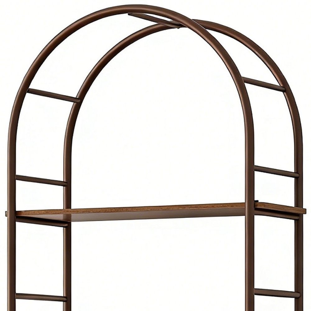 72" Brown Wood Adjustable Three Tier Etagere Bookcase