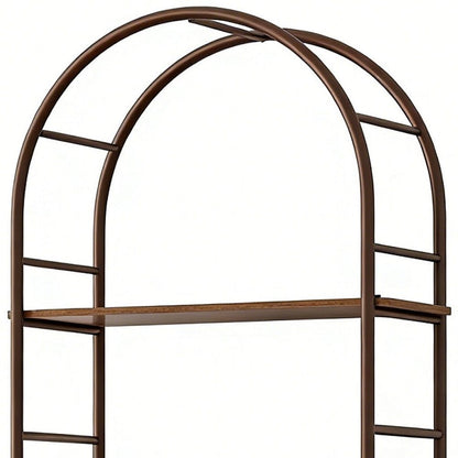 72" Brown Wood Adjustable Three Tier Etagere Bookcase