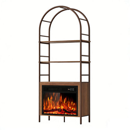 72" Brown Wood Adjustable Three Tier Etagere Bookcase
