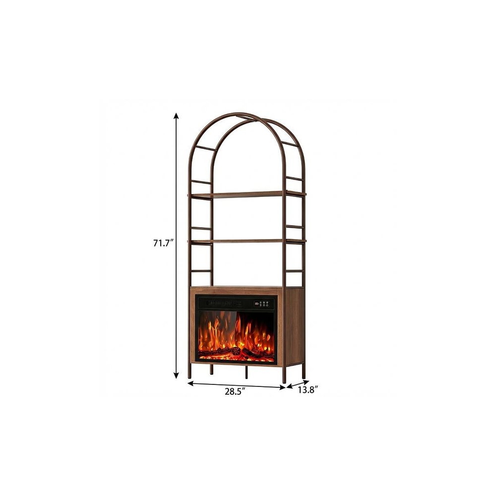 72" Brown Wood Adjustable Three Tier Etagere Bookcase