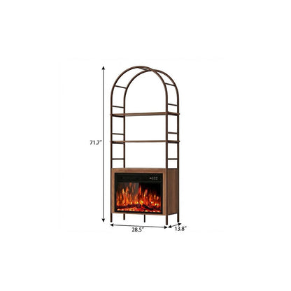 72" Brown Wood Adjustable Three Tier Etagere Bookcase