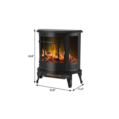 23" Black Metal Electric Fireplace