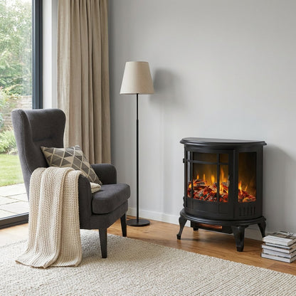 23" Black Metal Electric Fireplace
