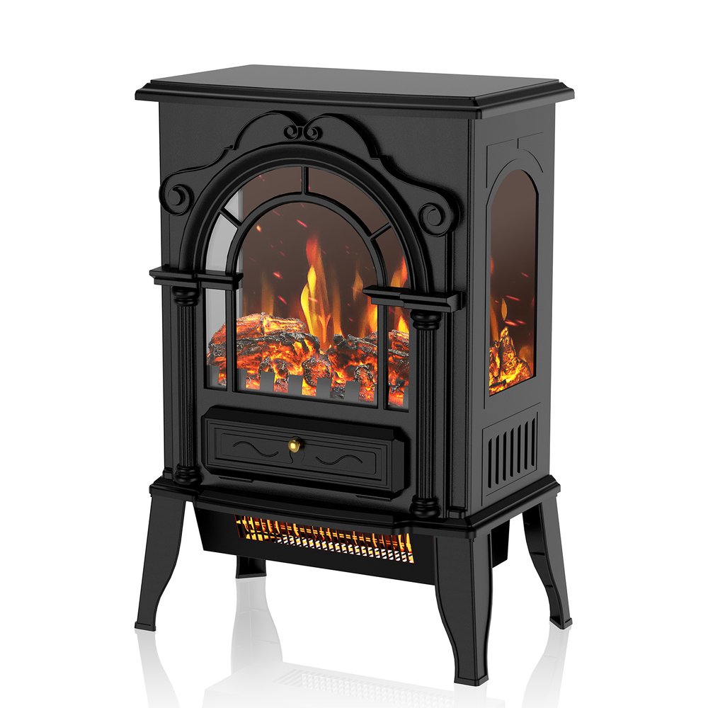 15" Black Metal Electric Fireplace