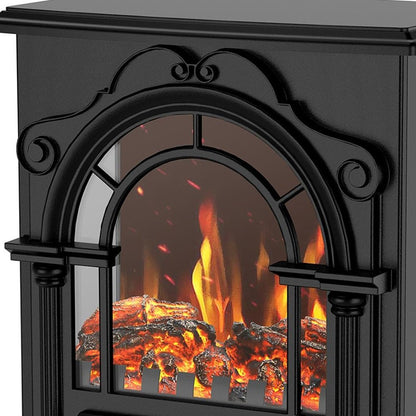 15" Black Metal Electric Fireplace