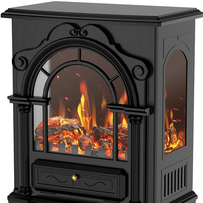 15" Black Metal Electric Fireplace