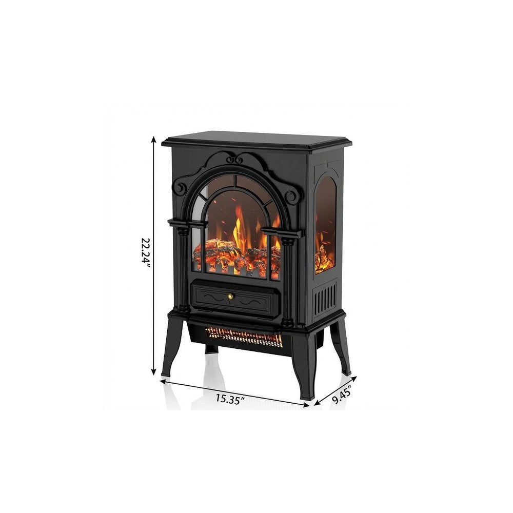15" Black Metal Electric Fireplace