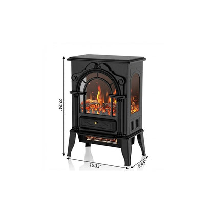 15" Black Metal Electric Fireplace
