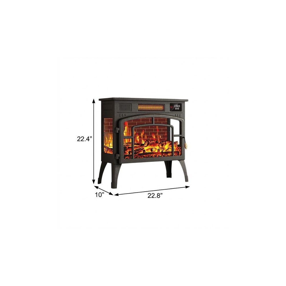 23" Black Metal Electric Fireplace