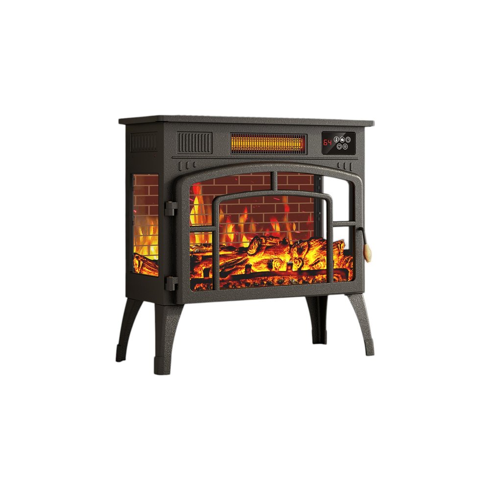 23" Black Metal Electric Fireplace