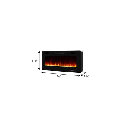 36" Black Metal Electric Fireplace