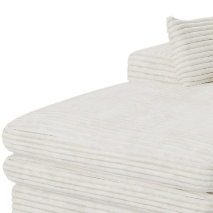 67" White Corduroy Left Hand Facing Chaise Lounge Chair