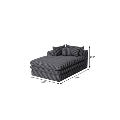 67" Gray Corduroy Left Hand Facing Chaise Lounge Chair