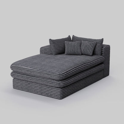 67" Gray Corduroy Left Hand Facing Chaise Lounge Chair