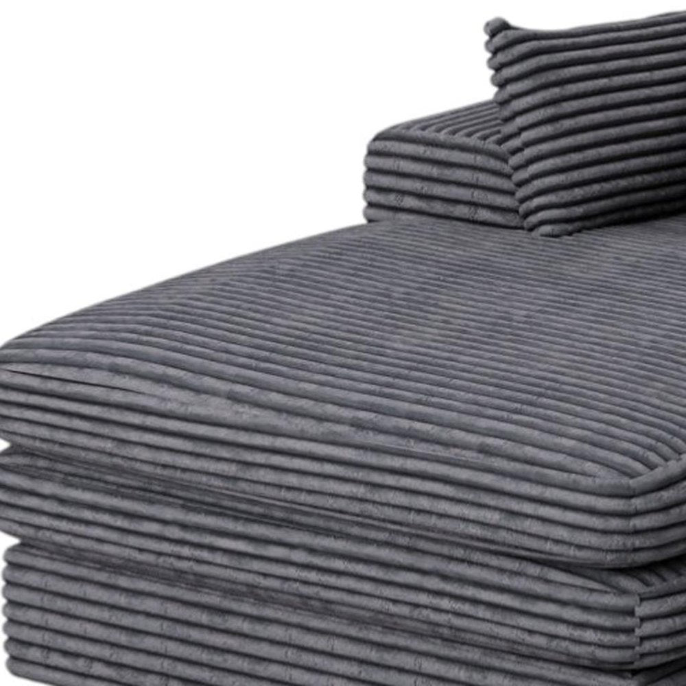 67" Gray Corduroy Left Hand Facing Chaise Lounge Chair