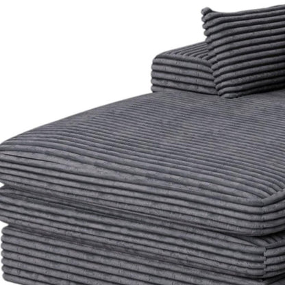 67" Gray Corduroy Left Hand Facing Chaise Lounge Chair