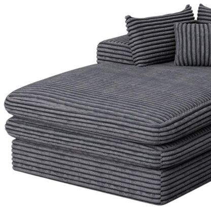 67" Gray Corduroy Left Hand Facing Chaise Lounge Chair