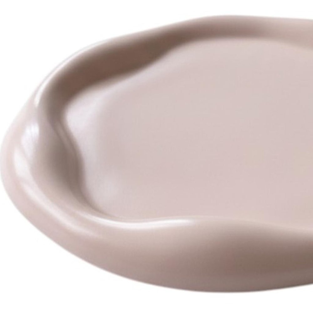 7" Pale Pink Resin Handmade Round Trinket Tray