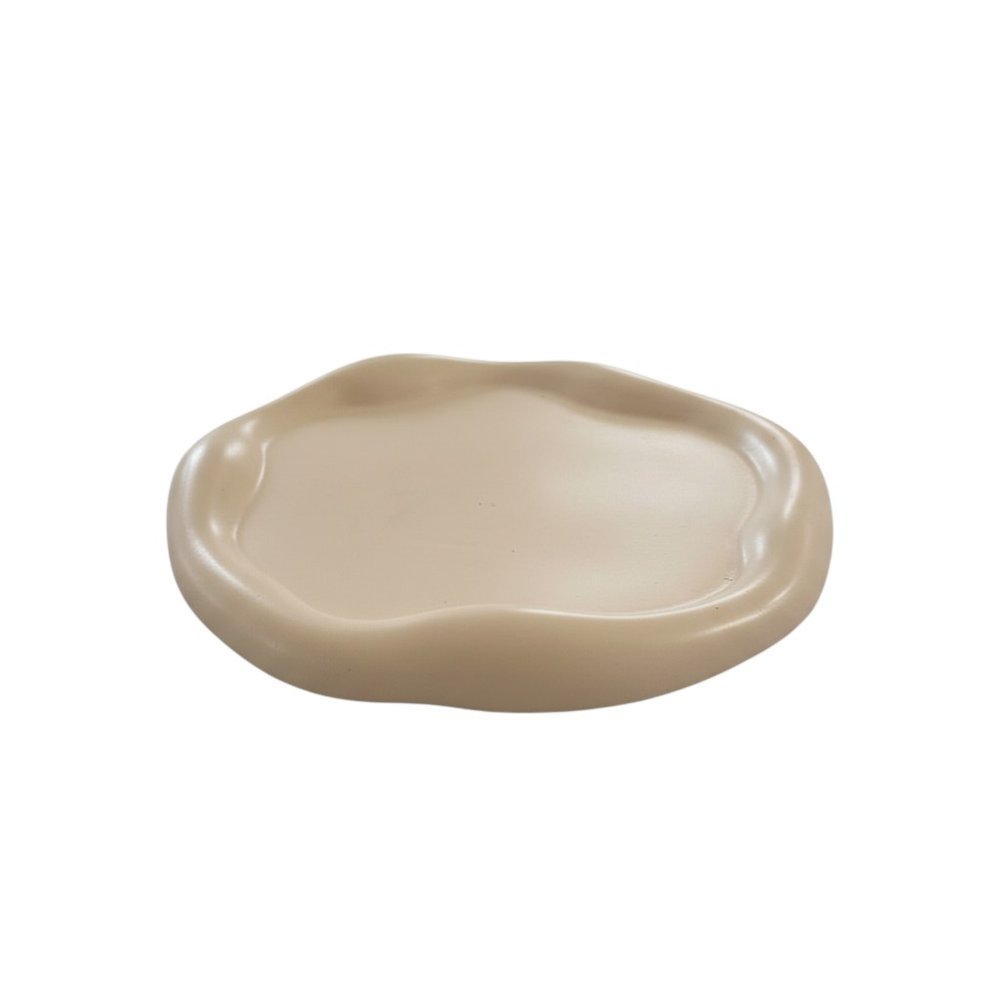 7" Pale Pink Resin Handmade Round Trinket Tray