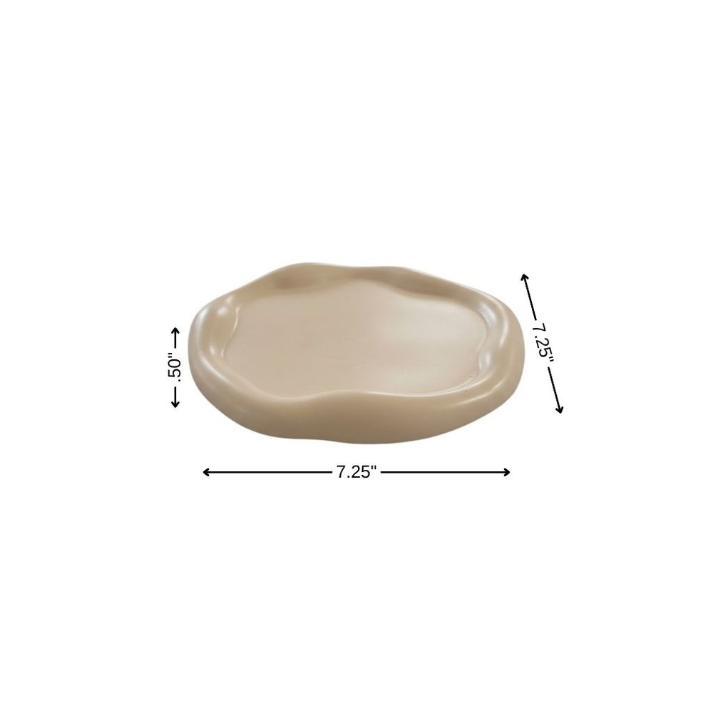 7" Pale Pink Resin Handmade Round Trinket Tray