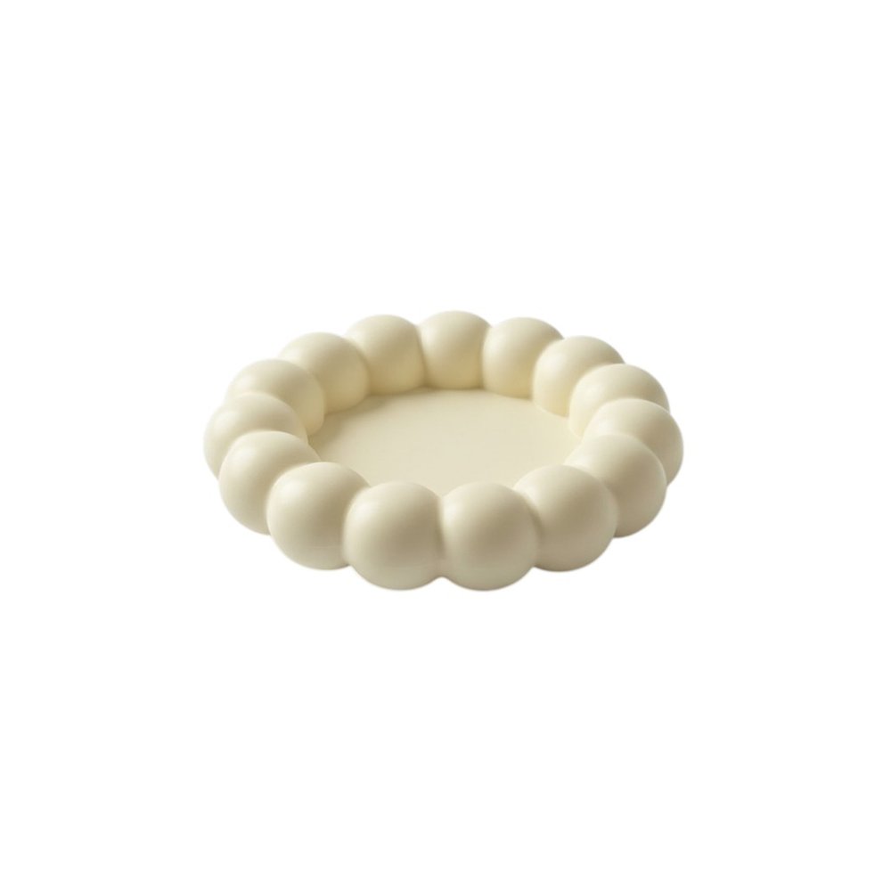 5" Light Yellow Resin Handmade Round Trinket Tray