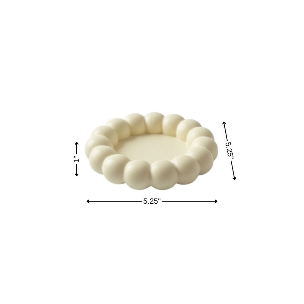 5" Light Yellow Resin Handmade Round Trinket Tray