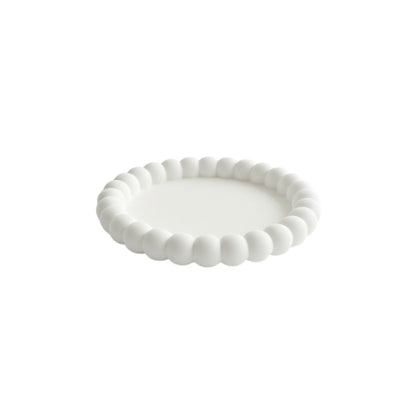 6" White Resin Handmade Round Trinket Tray