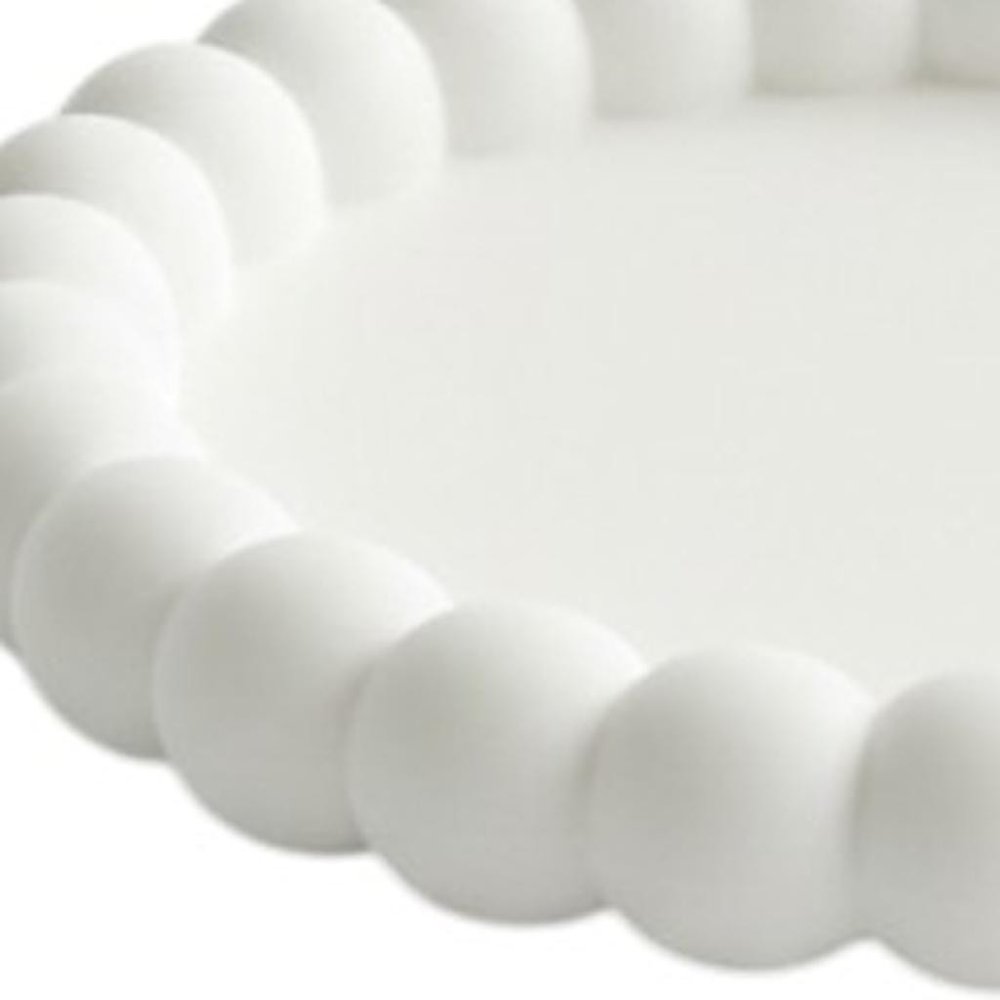 6" Pink And White Resin Marbleized Handmade Round Trinket Tray