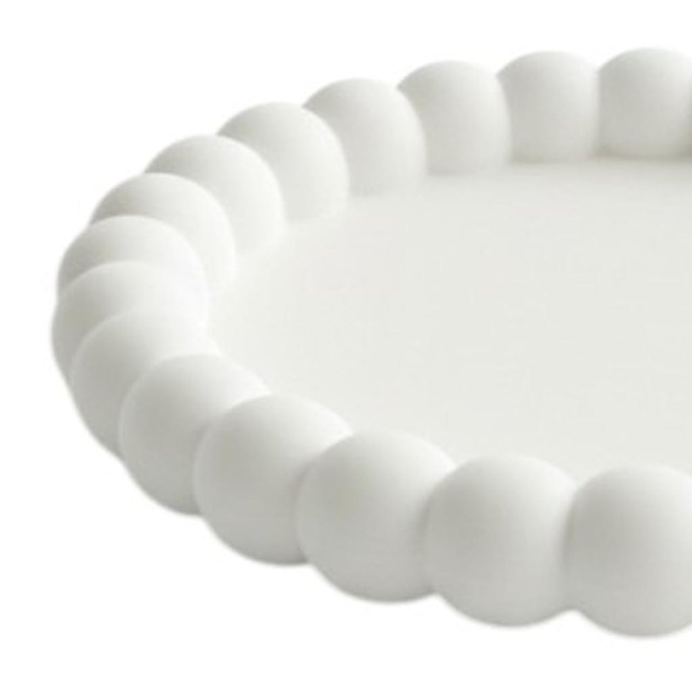 6" Pink And White Resin Marbleized Handmade Round Trinket Tray