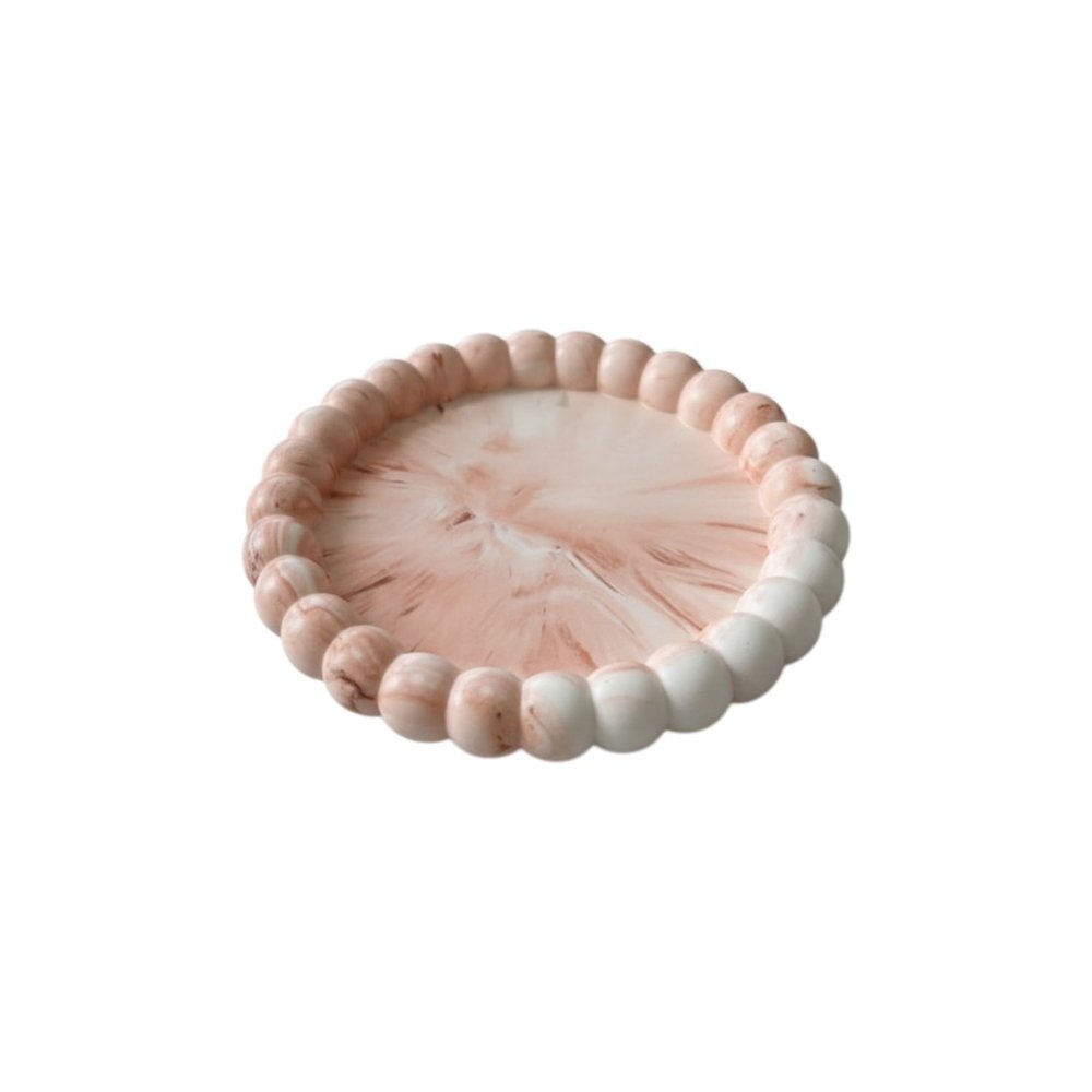 6" White Resin Handmade Round Trinket Tray