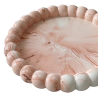 6" White Resin Handmade Round Trinket Tray