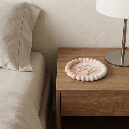 6" White Resin Handmade Round Trinket Tray