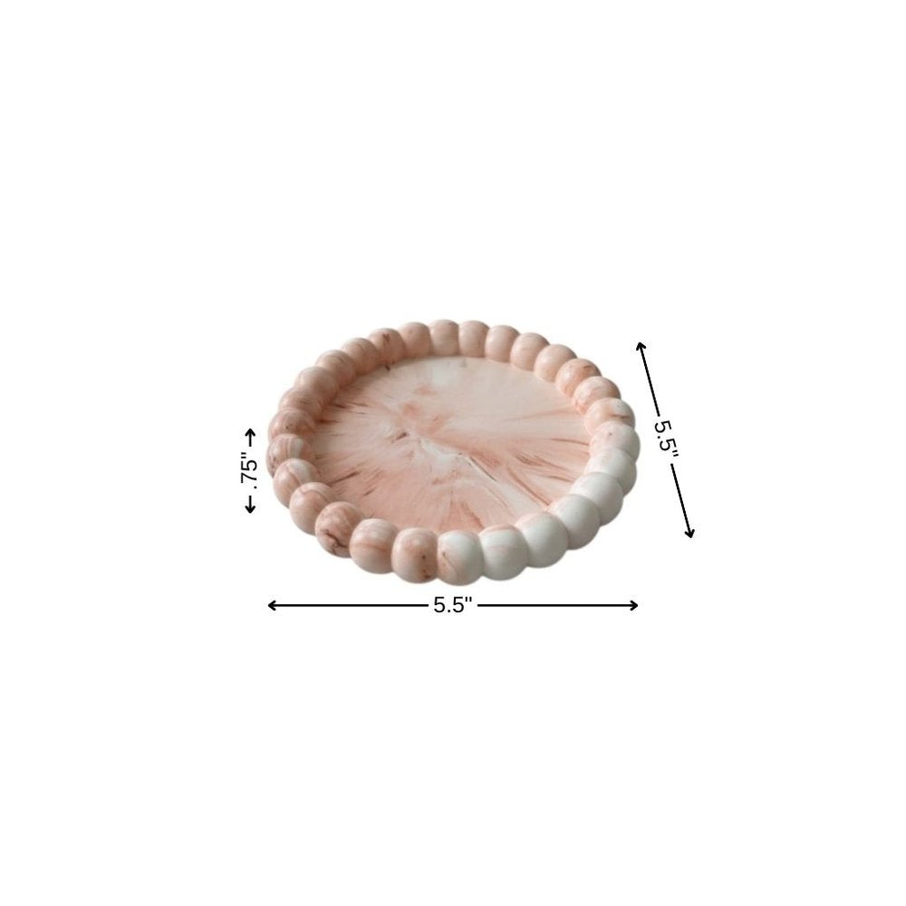 6" White Resin Handmade Round Trinket Tray