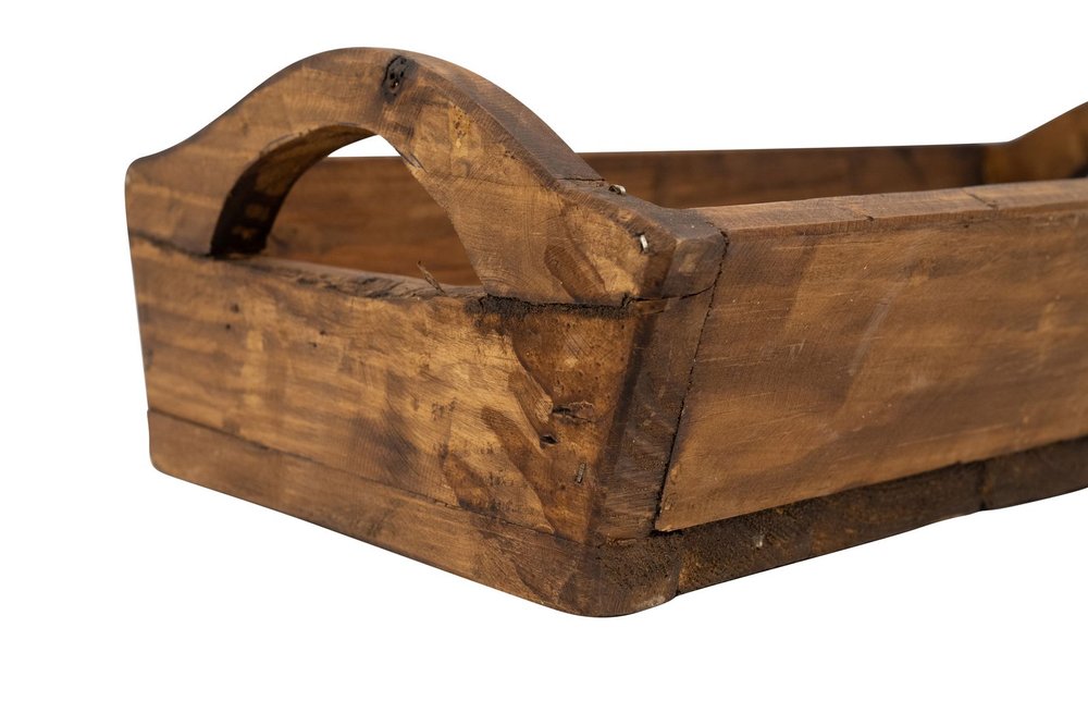 20" Brown Reclaimed Wood Handmade Serving Tray With Handles