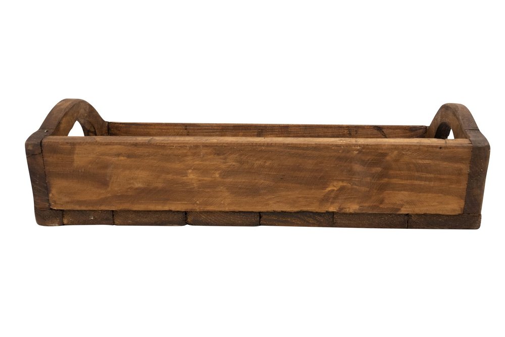 20" Brown Reclaimed Wood Handmade Serving Tray With Handles