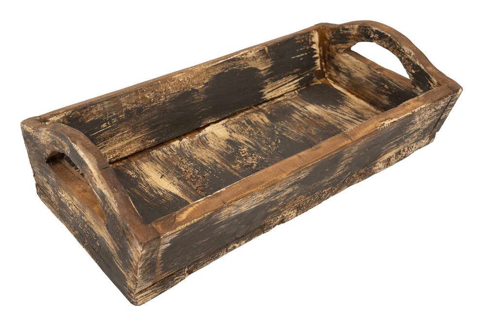 20" Brown Reclaimed Wood Handmade Serving Tray With Handles
